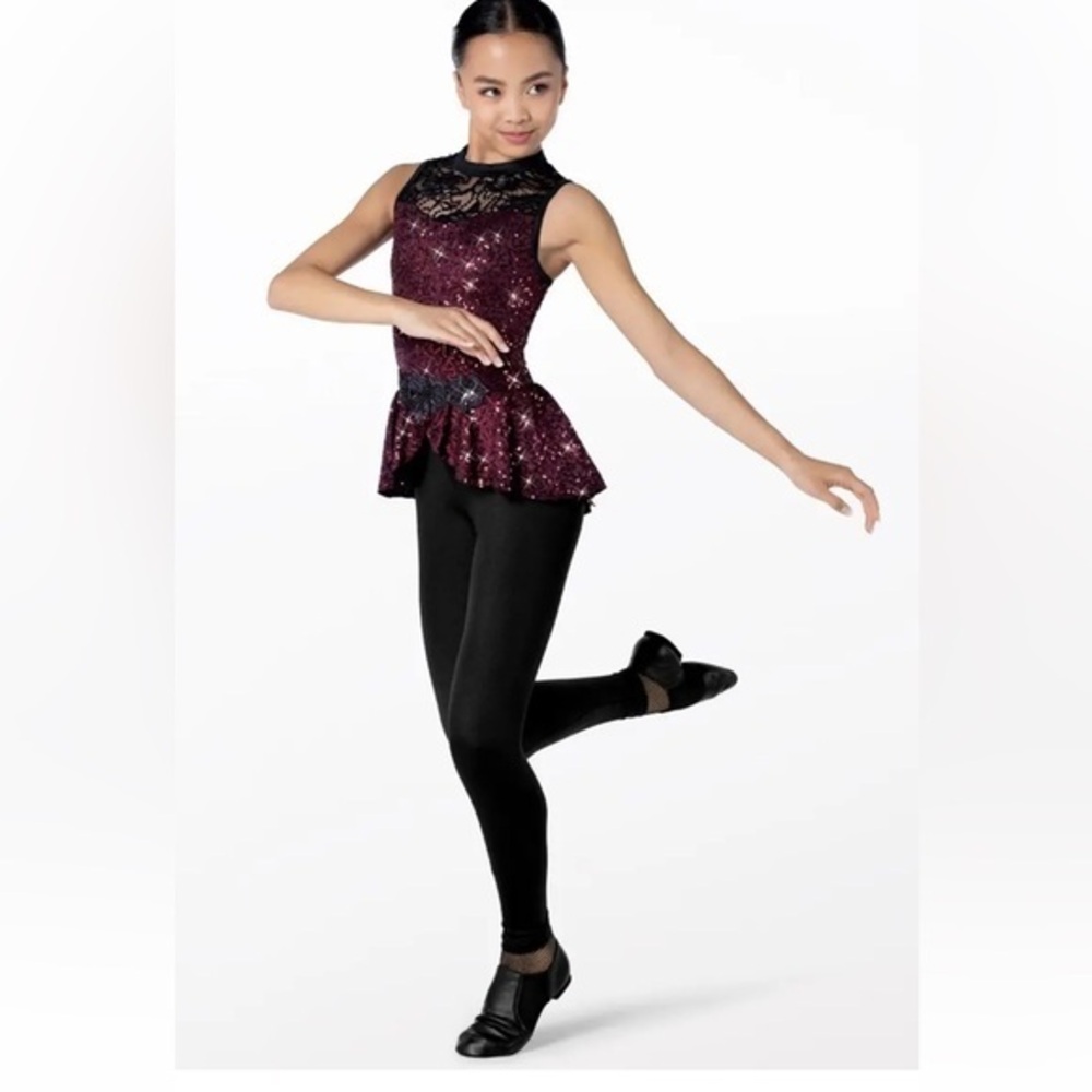 Save Your Tears 14175 Weissman Showtime Dance Costume Black Maroon Adult Medium